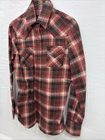 New Men’s Panhandle Slim Red Plaid Long Sleeve Pearl Snap XS J-67