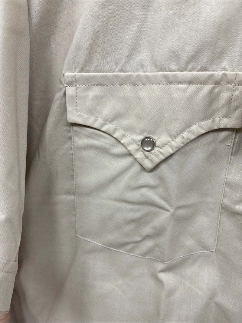 New Men’s ELY Cattleman Tan Short Sleeve Pearl Snap 16.5 Large CC-7