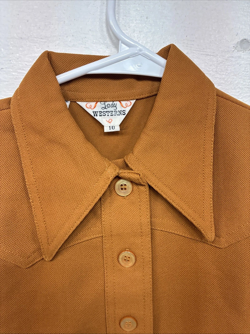 New Kids Lady Westerns Yellow Long Sleeve Button Up Size 10 TT-4