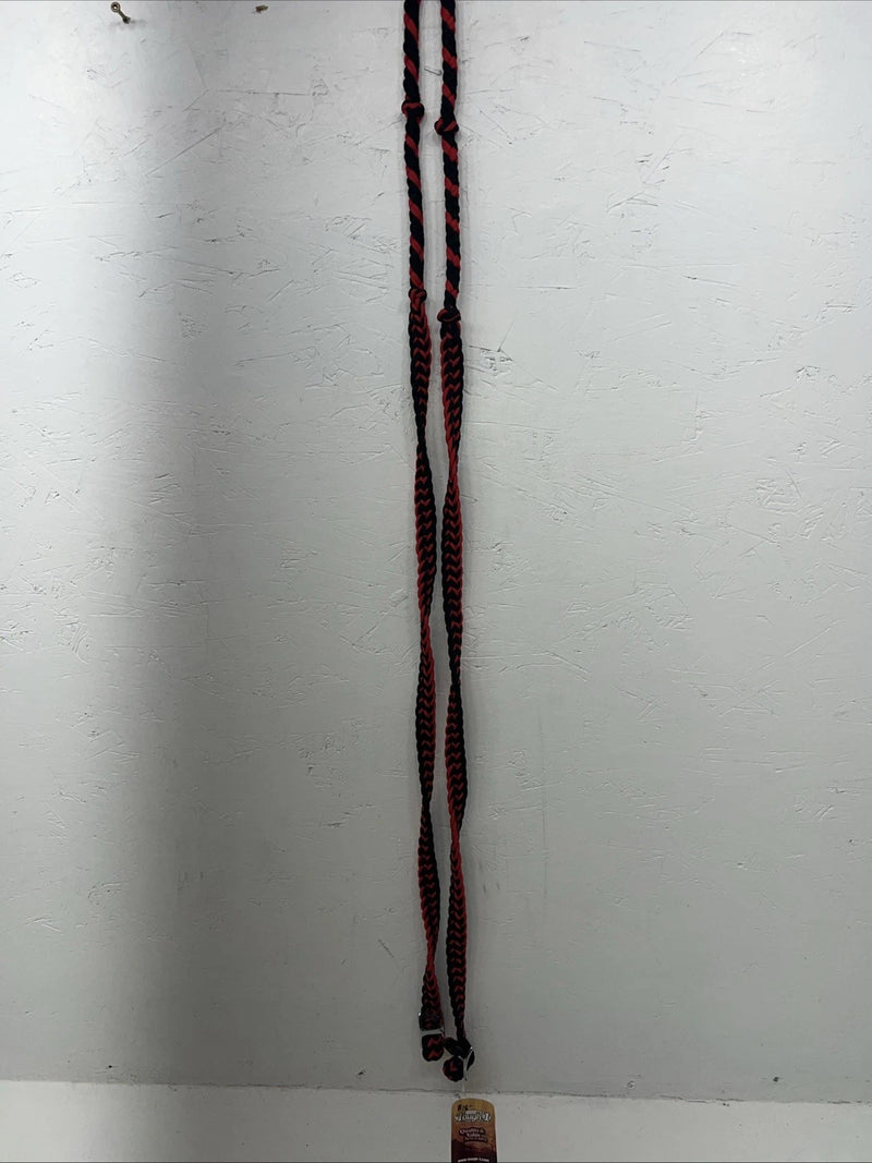 New Tough 1 Red Black Nylon Braided Reins 3/4” X 8” #54-995-106 Y-10