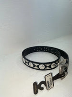 New Black Genuine Leather Nocona Silver Pendent 46” Belt #N2235601 NN-133