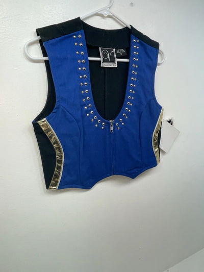 New Women’s Blue With Bling Valencia Cut Off Zip Up Vest S #69479 3B-61