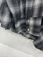 New Women’s Cumberland Black Plaid Long Sleeve Pearl Snap 2XL GG-12