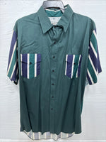 New Men’s Cowboy Threads Green Purple Short Sleeve Button Up Large Q-94