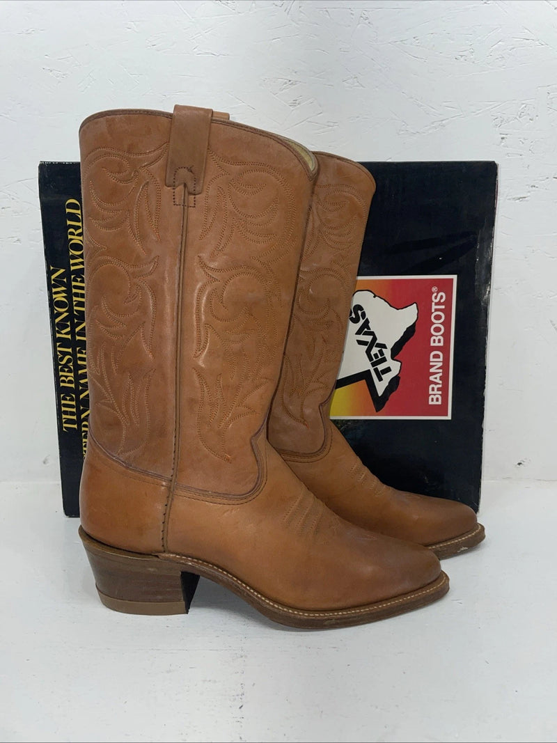 New Men’s Brown Texas Brand Cowboy Boots. M 139 8 D. 2-33