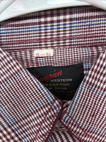 New Men’s Champion Western Red Plaid Long Sleeve Pearl Snap 15 Medium AA-64