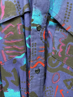 New Men’s GunSmoke Black Purple Designed Long Sleeve Button Up Shirt Medium K-31