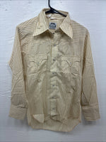 New Kids Miller Yellow Stripe Long Sleeve Pearl Snap Size XL CC-122