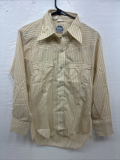 New Kids Miller Yellow Stripe Long Sleeve Pearl Snap Size XL CC-122