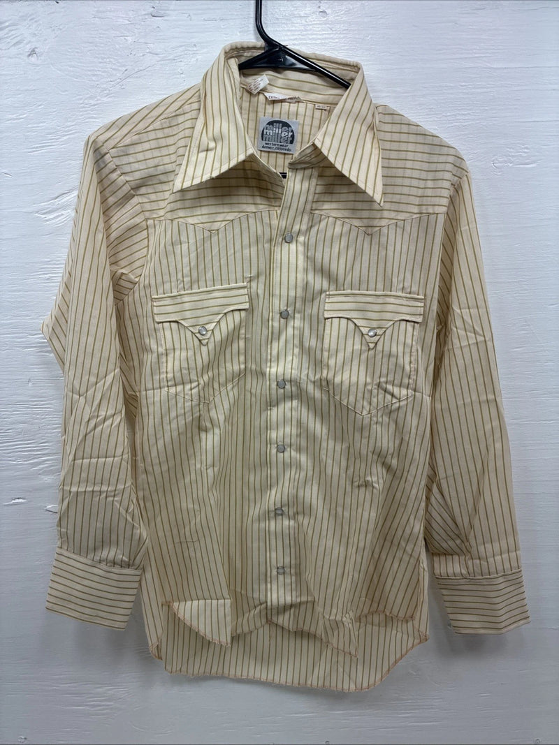 New Kids Miller Yellow Stripe Long Sleeve Pearl Snap Size XL CC-122