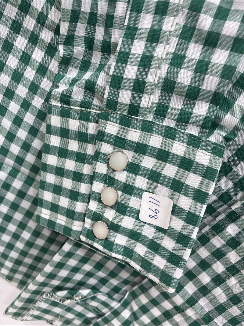 New Men’s Dee-Cee Green Checkered Long Sleeve Pearl Snap Medium O-36