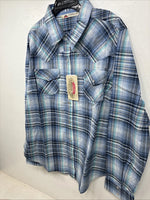New Women’s Cumberland Blue Purple Plaid Long Sleeve Pearl Snap Size 1X TT-114
