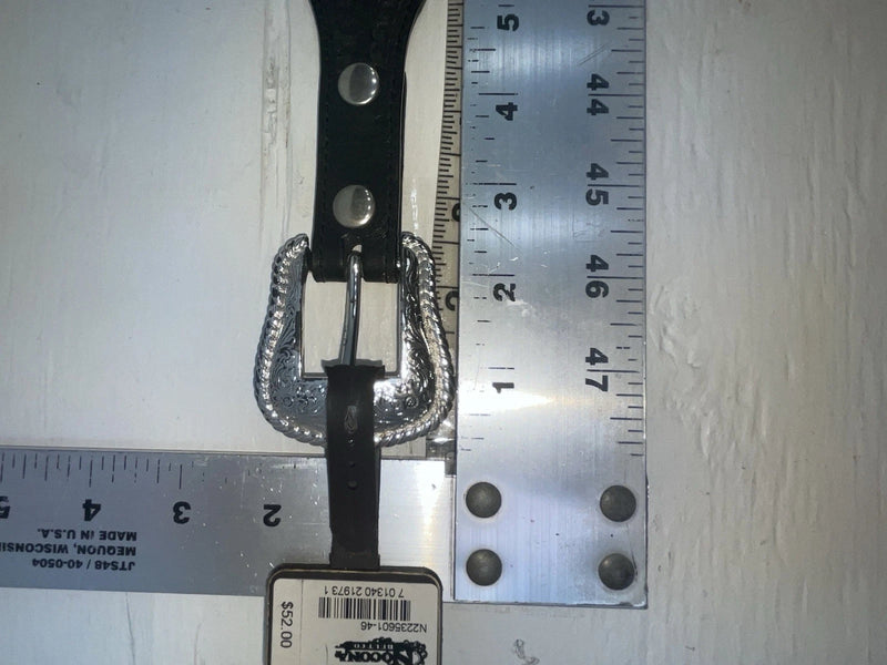 New Black Genuine Leather Nocona Silver Pendent 46” Belt #N2235601 NN-133