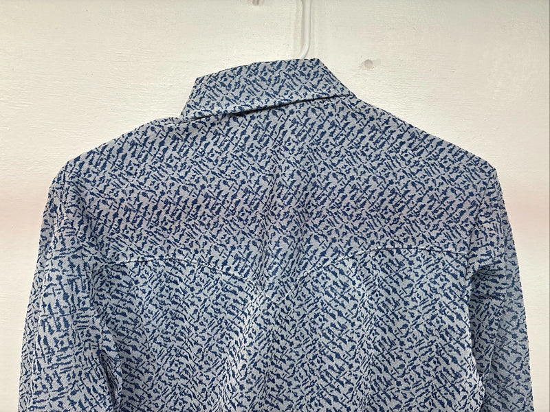 New Men’s Miller Blue Deigned Long Sleeve Pearl Snap 15 Medium II-104