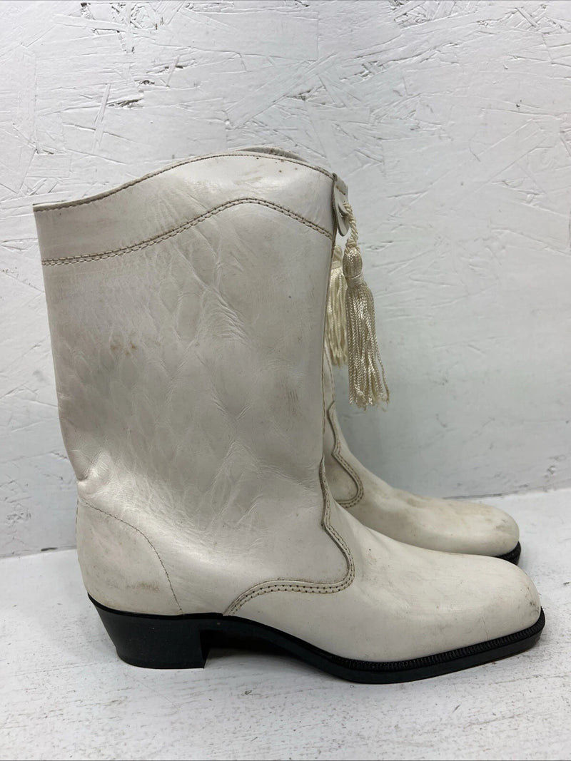 New Women’s White Texas Brand Cowboy Boots. 7611 7.5 7 1/2 M. 17-82