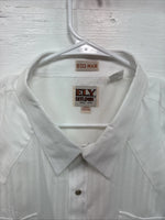 New Men’s ELY Cattleman White Designed Long Sleeve Pearl Snap 20.5 4XL X-106
