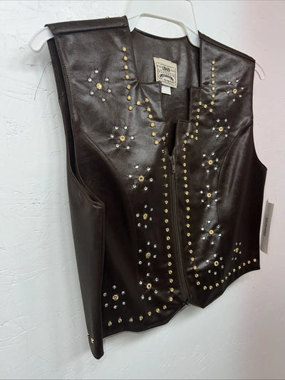 New Women’s 1849 Authentic Ranchwear Brown Western Show Vest Medium E-608