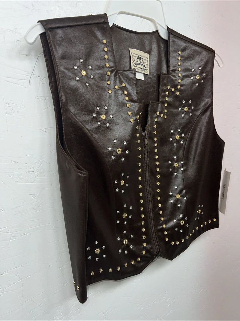 New Women’s 1849 Authentic Ranchwear Brown Western Show Vest Medium E-608