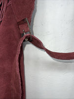 New Burgundy Congress Leather Show Chaps With Fringe Adjustable Waist 42” N-35