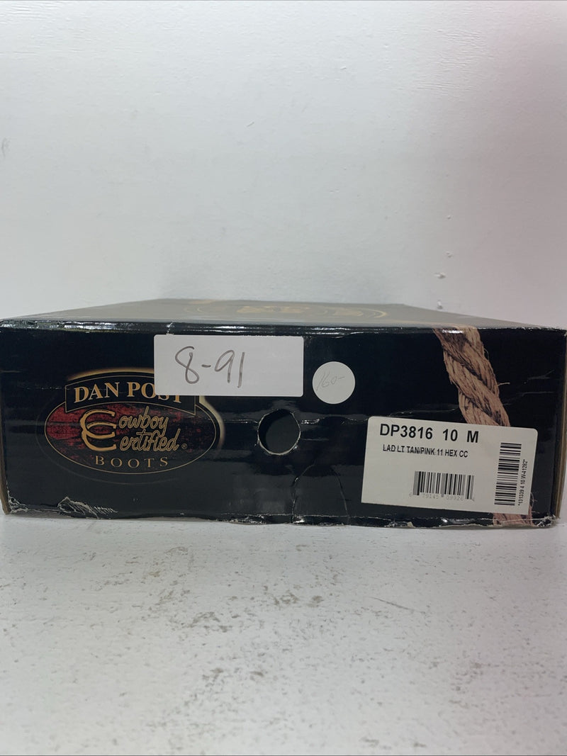 New Women’s Pink Dan Post Cowboy Boots. 3816 10 M. 8-91