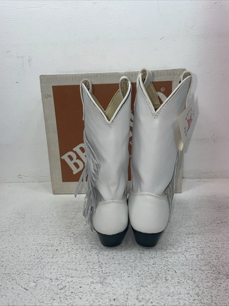 New Kids White With Fringe Bronco Cowboy Boots. C 1877 13 D. 23-43