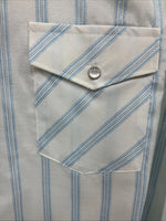 New Men’s White Horse White Blue Stripe Long Sleeve Button Up 2XL H-73