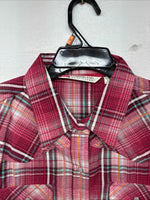 New Women’s Cumberland Pink Plaid Long Sleeve Pearl Snap Medium YY-120