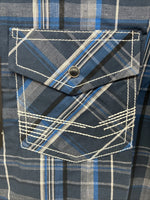 New Men’s ELY 1878 Plus Gray Plaid Short Sleeve Pearl Snap Large X-59