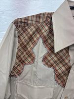 New Men’s Champion Western Brown Design Long Sleeve Pearl Snap 15.5 Medium X-12