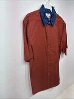 New Women’s Cowboy Threads Orange Blue Short Sleeve Button Up Medium YY-86
