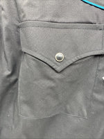 New Men’s ELY Diamond Black Purple Design Long Sleeve Pearl Snap Large V-22