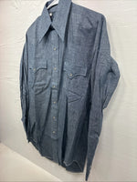 New Men’s Champion Westerns Blue Jean Design Long Sleeve Pearl Snap Medium O-34
