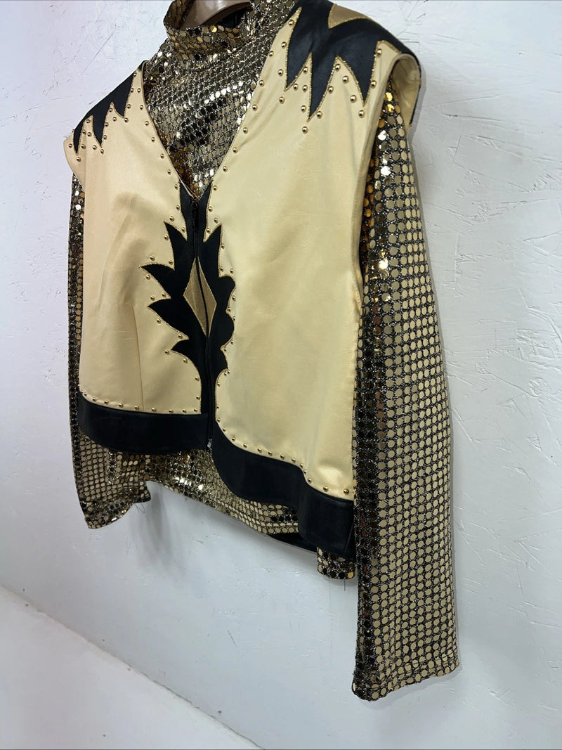 New Women’s 1849 Authentic Ranchwear Gold Cow Shirt And Vest 3X UU-6