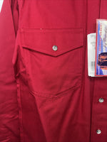 New Men’s Wrangler Red Long Sleeve Pearl Snap 14.5 X 33 Small A-201