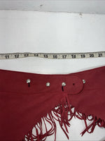 NOS Pink Show Chaps With Fringe Adjustable Waist 30” I-68