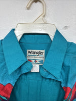 New Women’s Wrangler Teal Design Long Sleeve Button Up Small TT-18