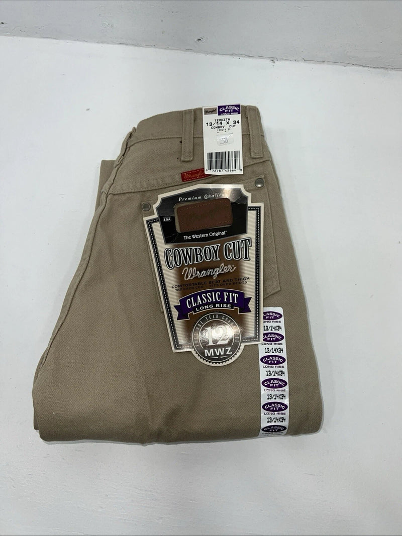 New Men’s Tan Cowboy Cut Classic Fit Wrangler Jeans. 13/14x34 G-5