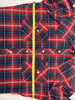 New Men’s ELY Plains Red Plaid Long Sleeve Pearl Snap 14.5 X 33 Small AA-92