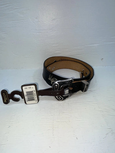 New Black Genuine Leather Nocona Silver Pendent 32” Belt #K411 Z-149