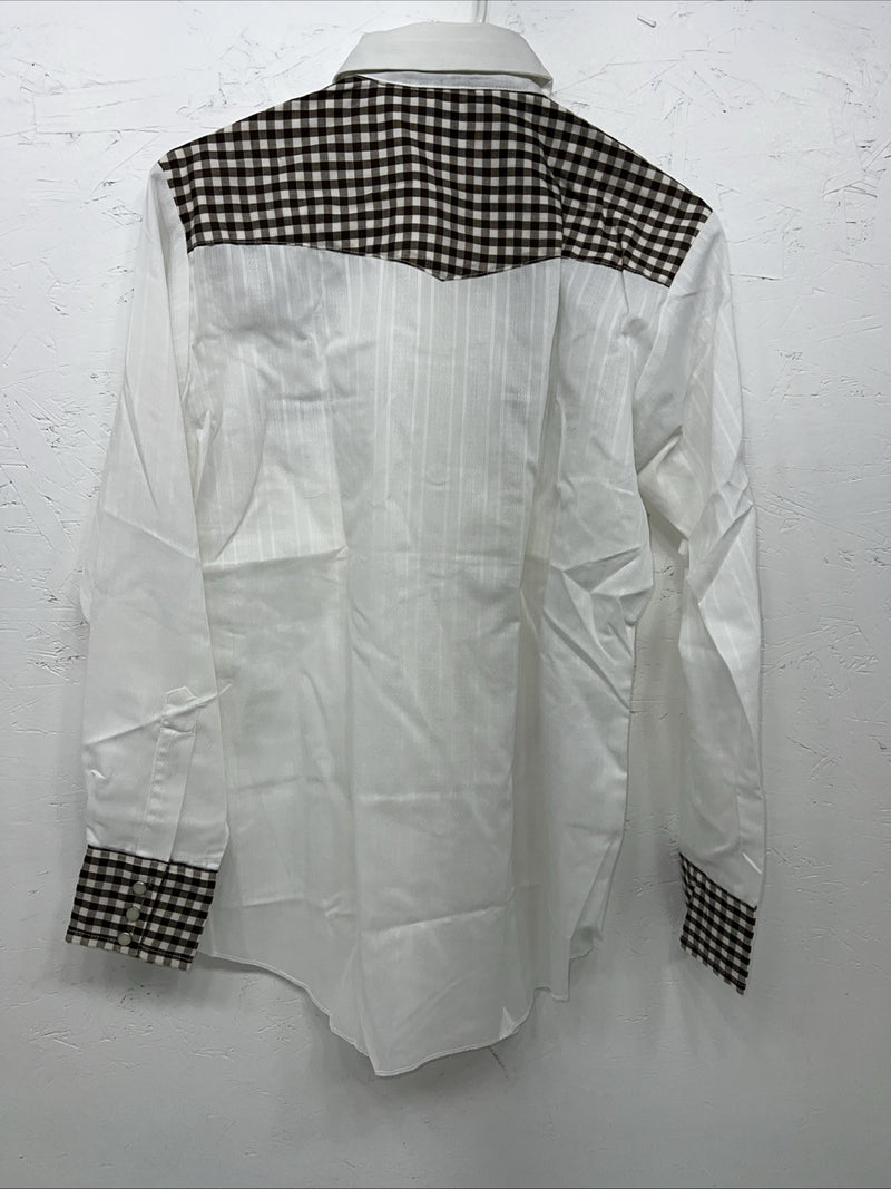 New Men’s White DEE-CEE western Wear Shirt Pearl Snap. 15 X 33 Medium A-178