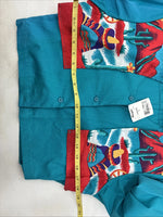 New Women’s Wrangler Teal Design Long Sleeve Button Up Small TT-18