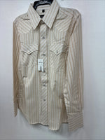 New Kids White Horse Gold Stripe Long Sleeve Pearl Snap Large MM-17