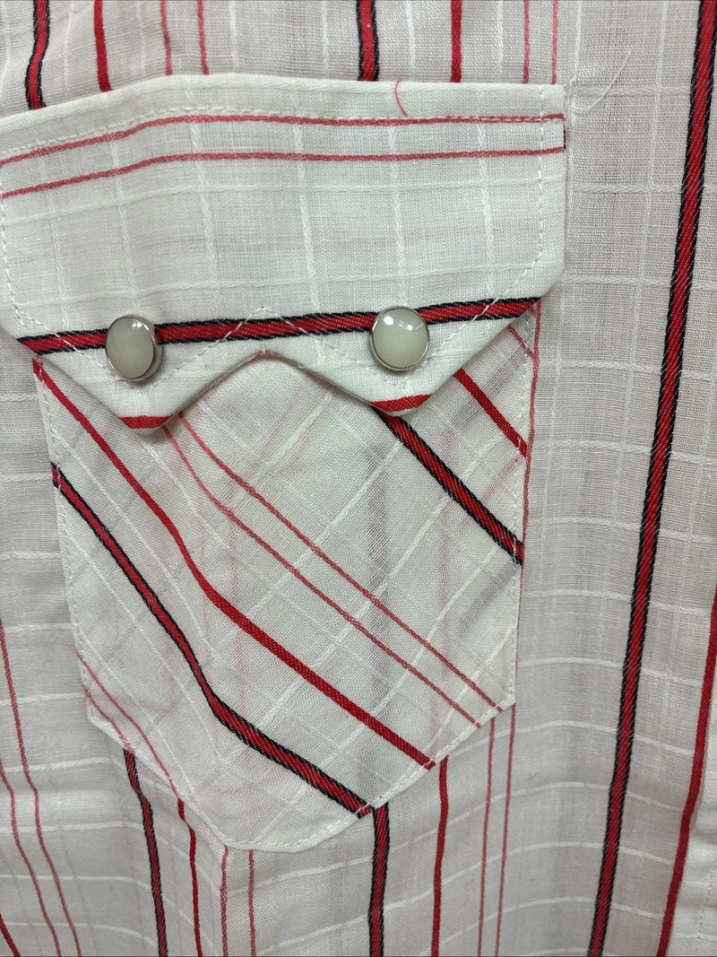 New Men’s Dee-Cee Red Stripe Short Sleeve Pearl Snap 15 Medium AA-120