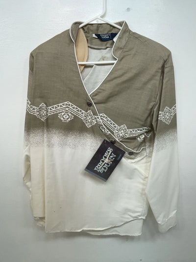 New Men’s Brown White Panhandle Slim Long Sleeve Button Up Shirt S 3B-113