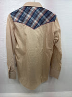 New Men’s Champion Western Tan Design Long Sleeve Pearl Snap 15 Medium X-6