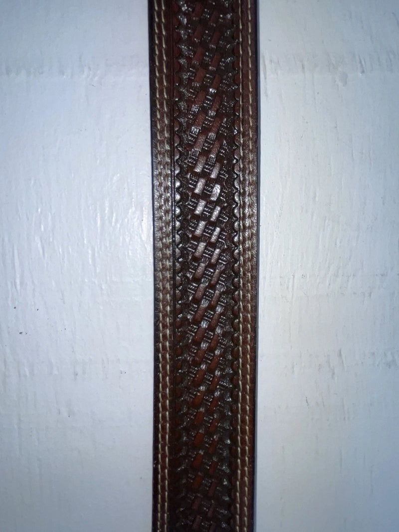 New Brown Genuine Leather Tooled 34” Belt #CL693 Z-163