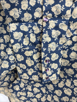 New Men’s Stockman Blue Brown Designed Long Sleeve Pearl Snap 15.5 Medium V-2