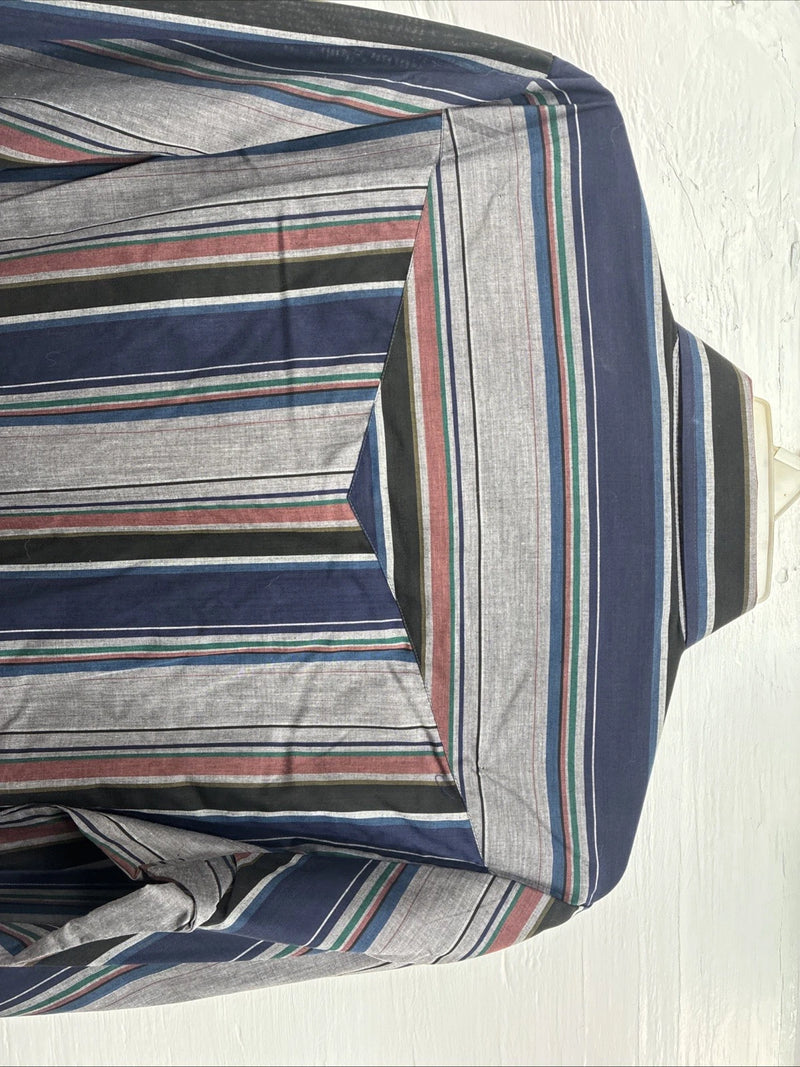 New Men’s ELY Cattleman Multicolor Stripe Long Sleeve Pearl Snap 16.5 Large T-54