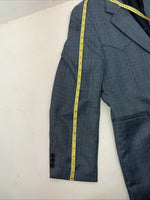 New Men’s Circle S Blue Plaid Suit Jacket 46R #25832 X-606