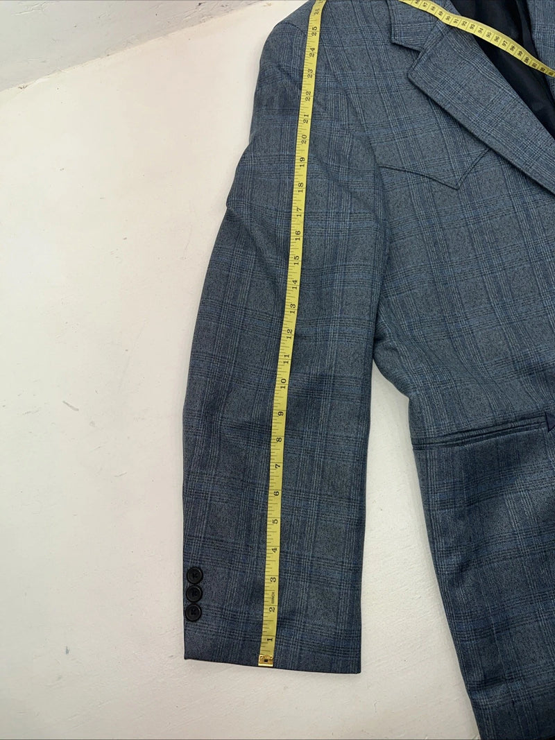 New Men’s Circle S Blue Plaid Suit Jacket 46R #25832 X-606